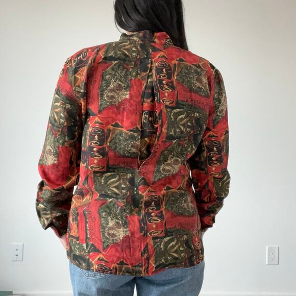 Vintage‎ Tess Abstract Silk Button Down Shirt Blouse Career Artsy art to wear - Picture 4 of 13